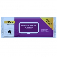 HICARE ANTIBACTERIAL DISINFECTANT SURFACE WIPES, PKT 100 - Click for more info
