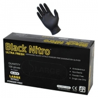 GLOVES BLACK NITRO NITRILE PF MEDIUM BOX 100 - Click for more info