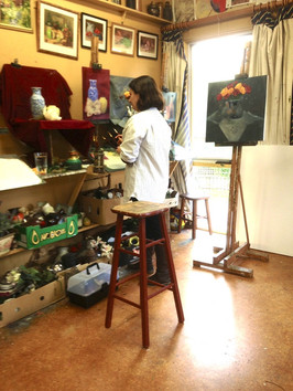 art easels with painting props girl painting 