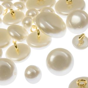 Pearl Buttons - Premium Japanese Imitation Pearl with Metal Shank Back - Dome Style (Pack of 12)